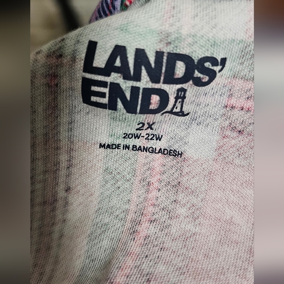 Lands' End Red and Green Plaid Long Sleeve Nightgown 2X - Picture 2 of 3